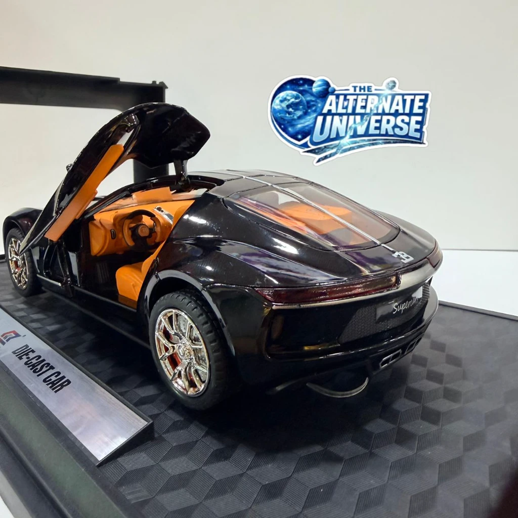 Bugatti Atlantic 1:24, featuring a black finish and orange interior - Image 2