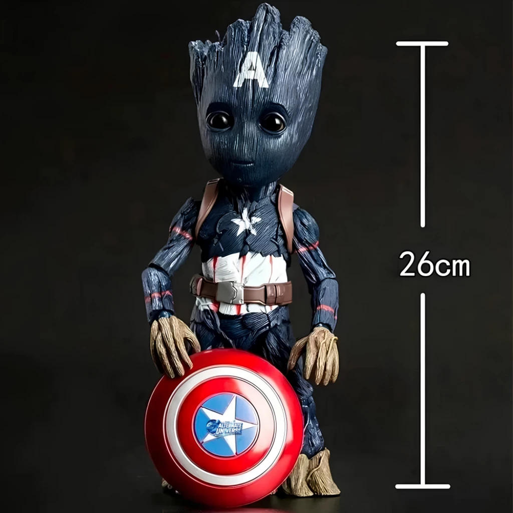 Groot X Captain America Moveable Premium Figure (Colored Box) - Image 2