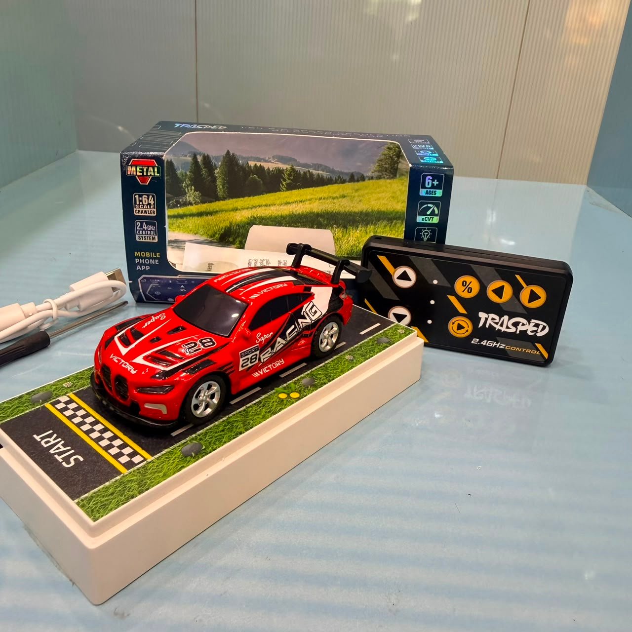 BMW M4 GT3 RED 1:64 Mini RC Racing Car – App-Controlled Remote Control Model
