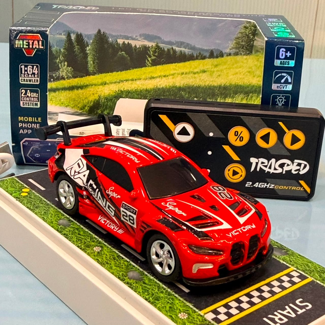 BMW M4 GT3 RED 1:64 Mini RC Racing Car – App-Controlled Remote Control Model - Image 2