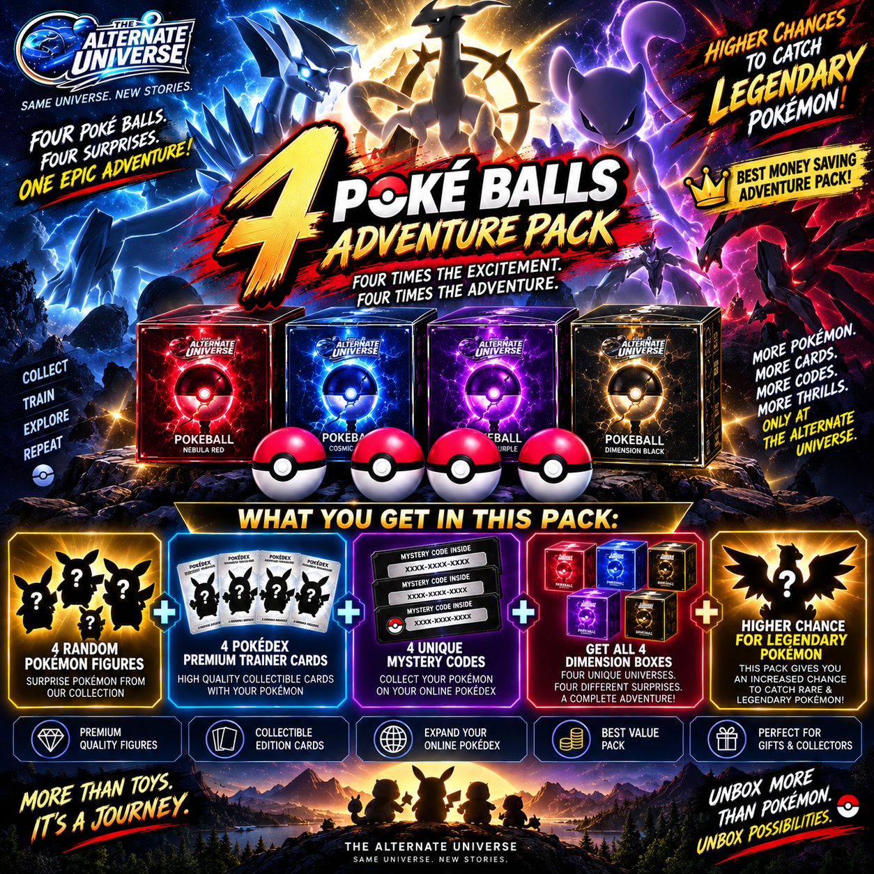 POKEMON MASTER PACK ALL 4 DIMENSION BOXES(Great Chance Of Legendary Pokemon)